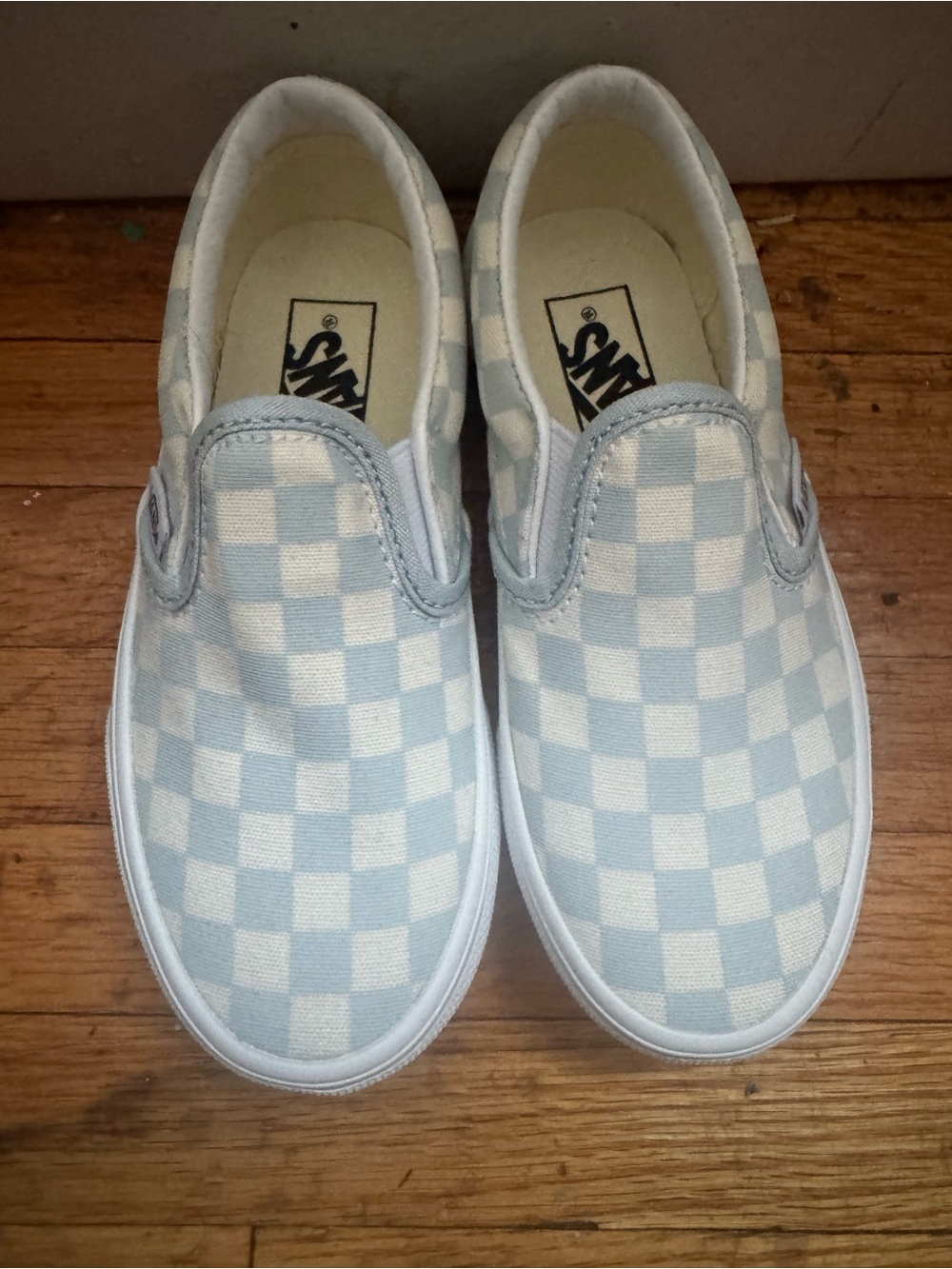 Vans Kids Checkerboard Slip-On Sneakers - Light Blue & White